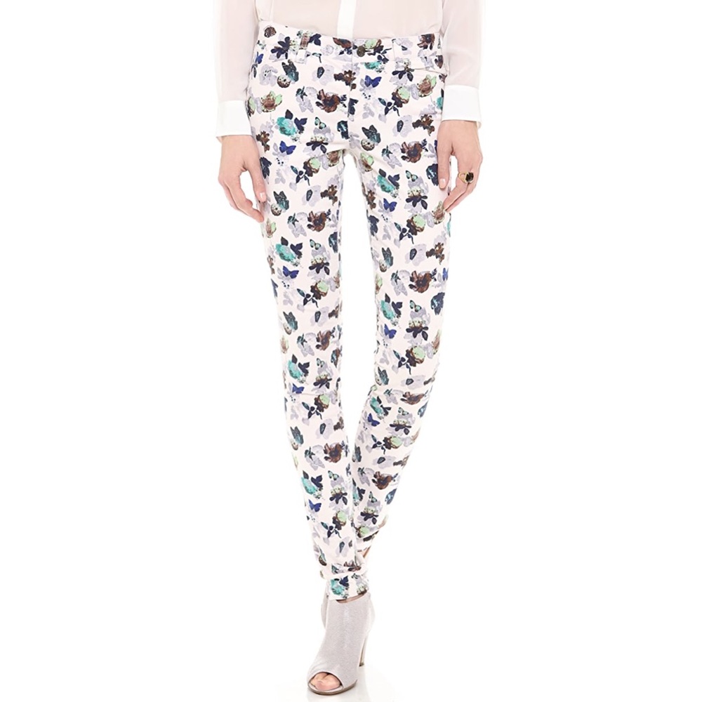 Club Monaco Floral and Buttfly Print Skinny Pants